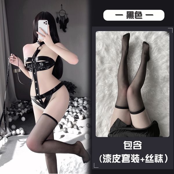 BT9006-開檔皮衣大碼調情女王制服誘惑兔女郎激情套裝SM