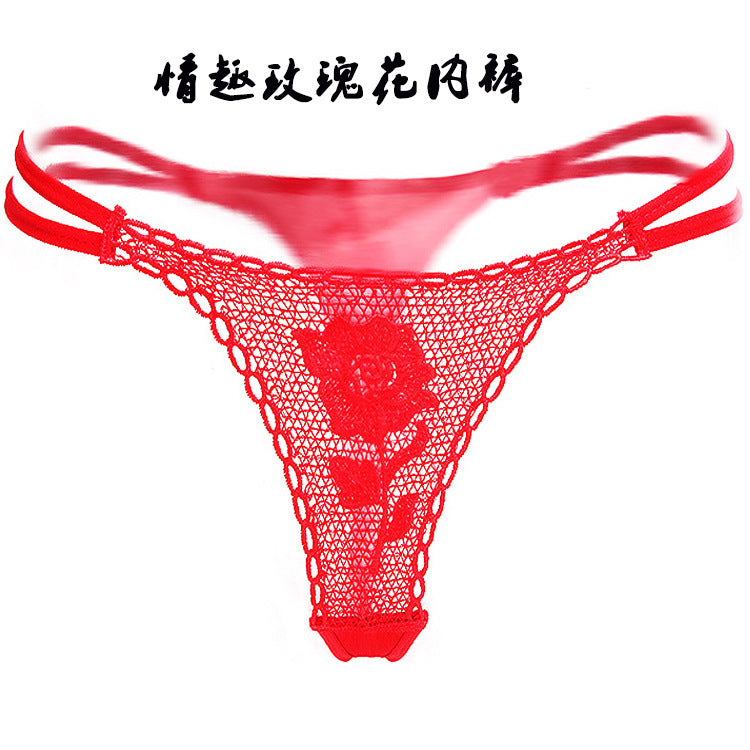 CE3033-爆款性感情趣內褲玫瑰花女士性感T褲誘惑丁字褲情趣內衣成人代發