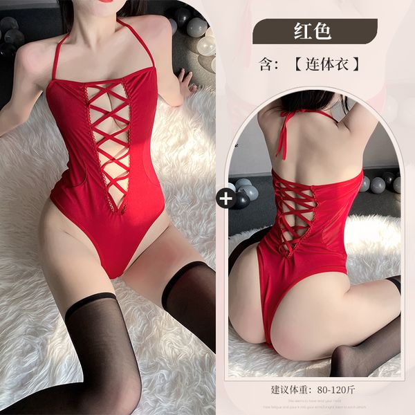 BS2658-情趣內衣性感交叉鏤空露胸綁帶連體衣床上激情免脫裝