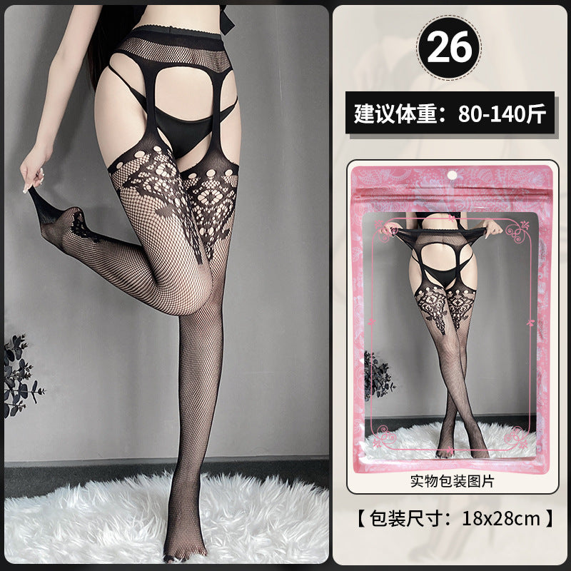 【組合系列】BCY38-情趣內衣大碼女性感絲襪鏤空吊帶襪激情免脫薄款長筒襪