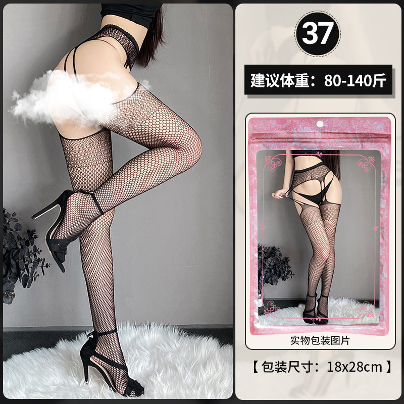 【組合系列】BCY38-情趣內衣大碼女性感絲襪鏤空吊帶襪激情免脫薄款長筒襪