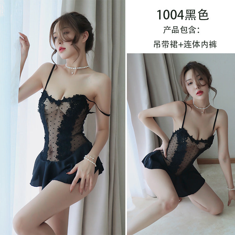 【A-1004】情趣內衣女性感可愛波點連體公主裙吊帶短裙裝
