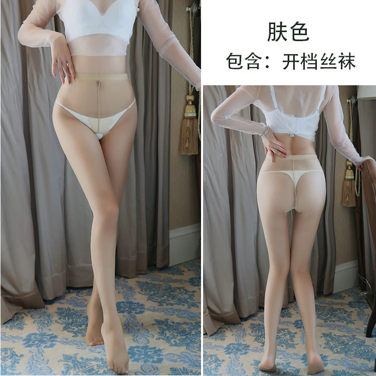 AS3014-情趣內衣女士歐美性感制服誘惑蕾絲開檔連體絲襪網襪