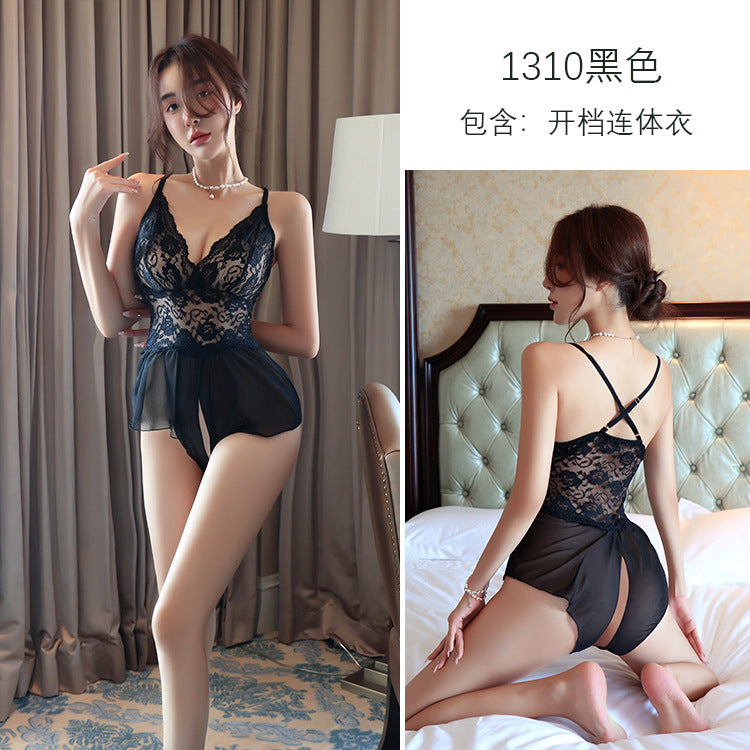 【A-1310】情趣內衣女蕾絲透明誘惑性感開檔免脫連體衣代發