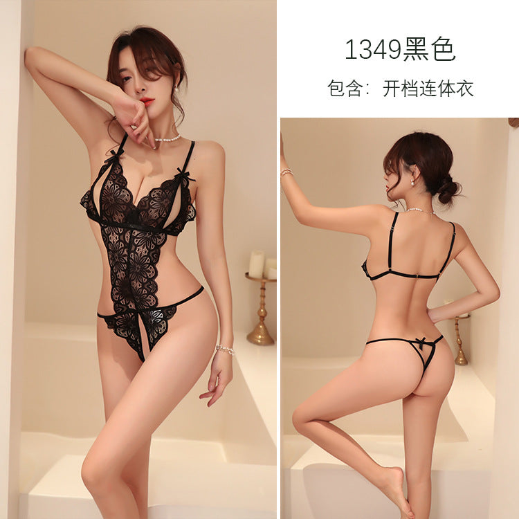 【A-1349】情趣內衣性感蕾絲誘惑性感透視火辣開檔免脫連體衣女