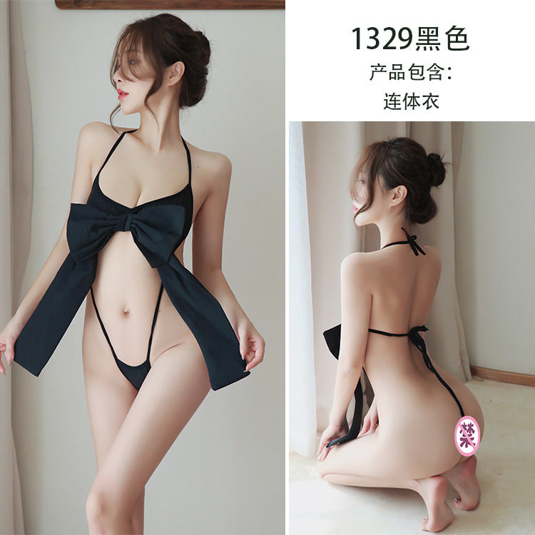 【A-1329】情趣內衣女大碼大紅蝴蝶結誘惑連體三點