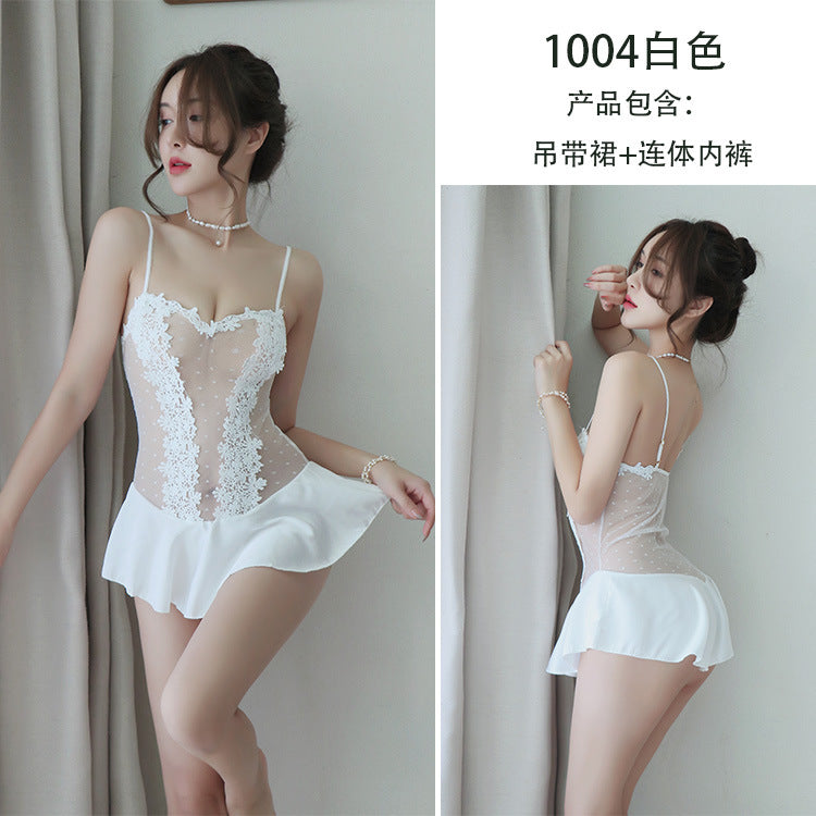 【A-1004】情趣內衣女性感可愛波點連體公主裙吊帶短裙裝