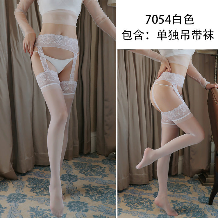 AS7054-情趣內衣女士性感吊帶長筒襪蕾絲絲襪開檔誘惑