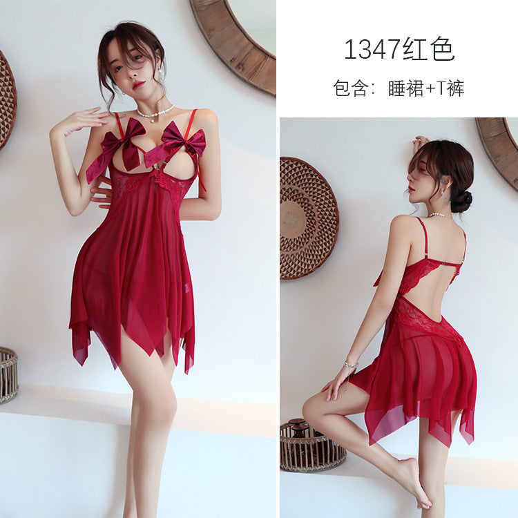 【A-1347】情趣內衣女性感透視誘惑露乳免脫火辣激套裝性感睡衣