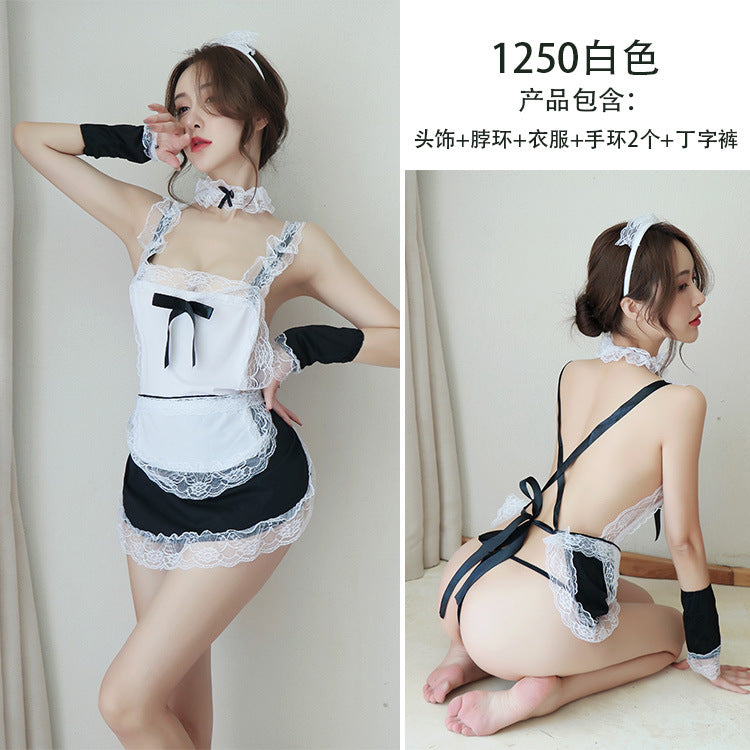【A-1250】情趣內衣女士性感透明制服誘惑套裝蕾絲女傭女僕裝