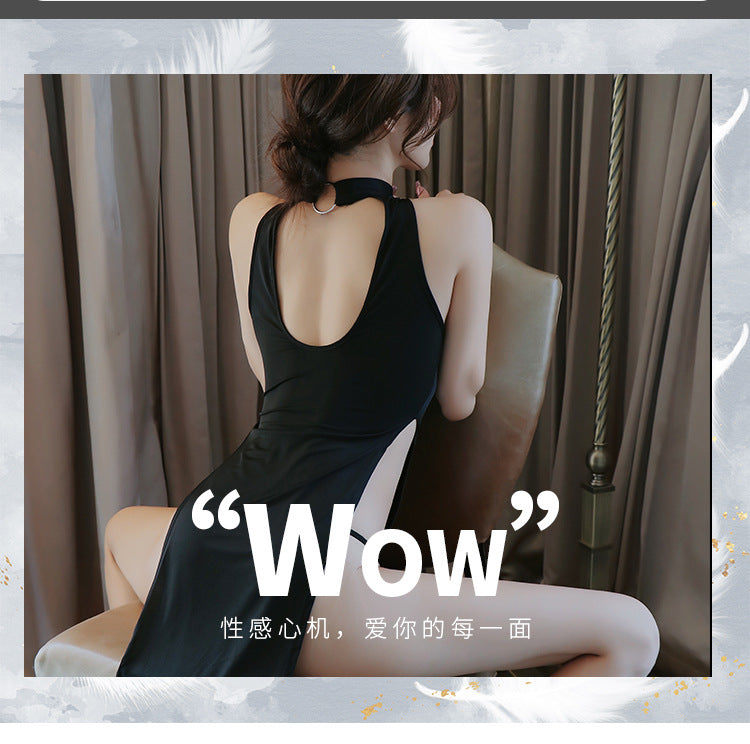 【A-1213】情趣內衣女性感激情誘惑吊帶長裙透明睡衣睡裙冰絲