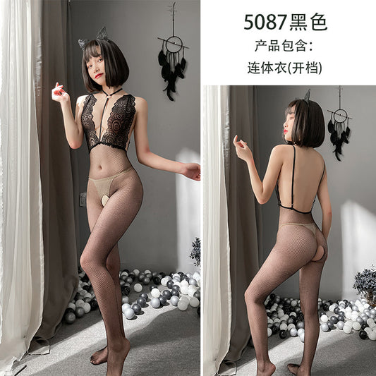 AO5087-情趣內衣女性感縷空網眼免脫開檔襪網襪連體襪