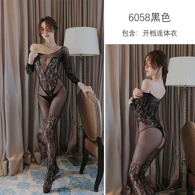 AO6058-性感情趣內衣誘惑情趣網衣免脫開檔連體衣大碼網襪